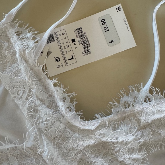 ZARA White Lace Trim Bodysuit – Size L (NWT) - Picture 3 of 4
